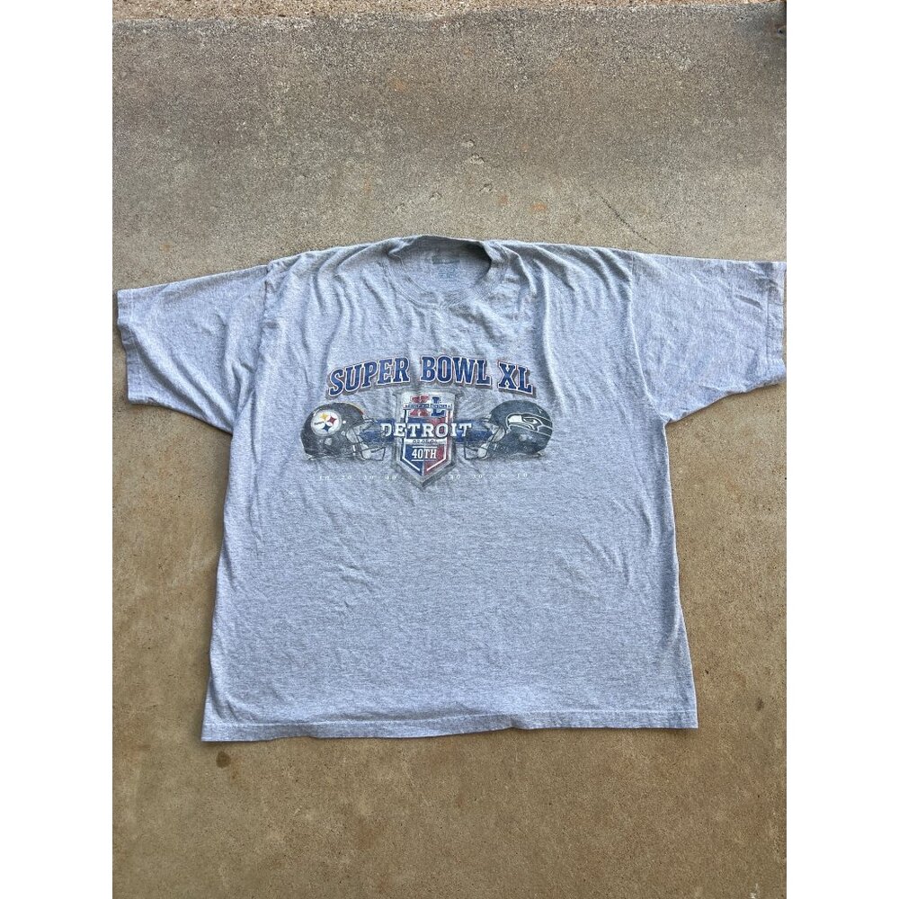Vintage 2006 Super Bowl XL Detroit 40th Anniversary Steelers Vs Seahawk T-shirt